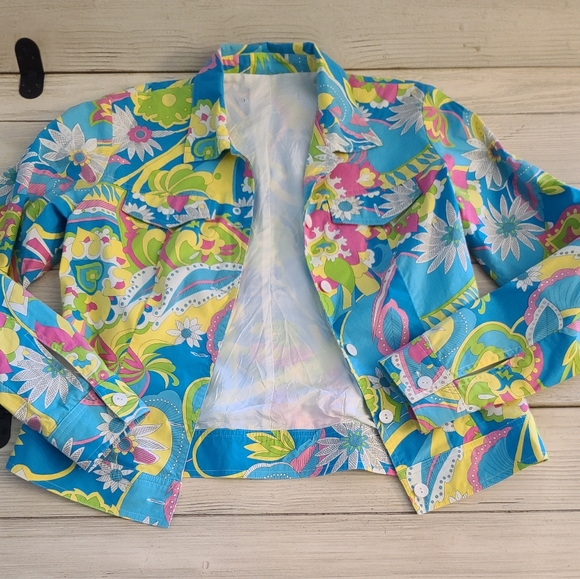 Vintage/Retro mod women's cotton-stretch jacket and striped cotton pants. - Picture 3 of 7